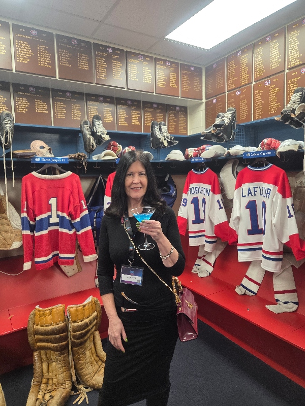 Checking out memorabilia of NHL legends